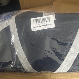 Navy and Grey Women's Top